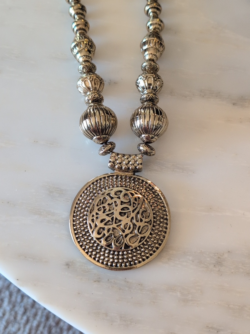Erica Lyons  Silver-Tone Decorative Filigree Pendant Necklace